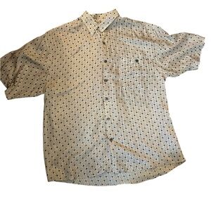 Vintage 90s Porcini Silk Shirt Mens L Tan Geometric Button Up Luxe Minimalist